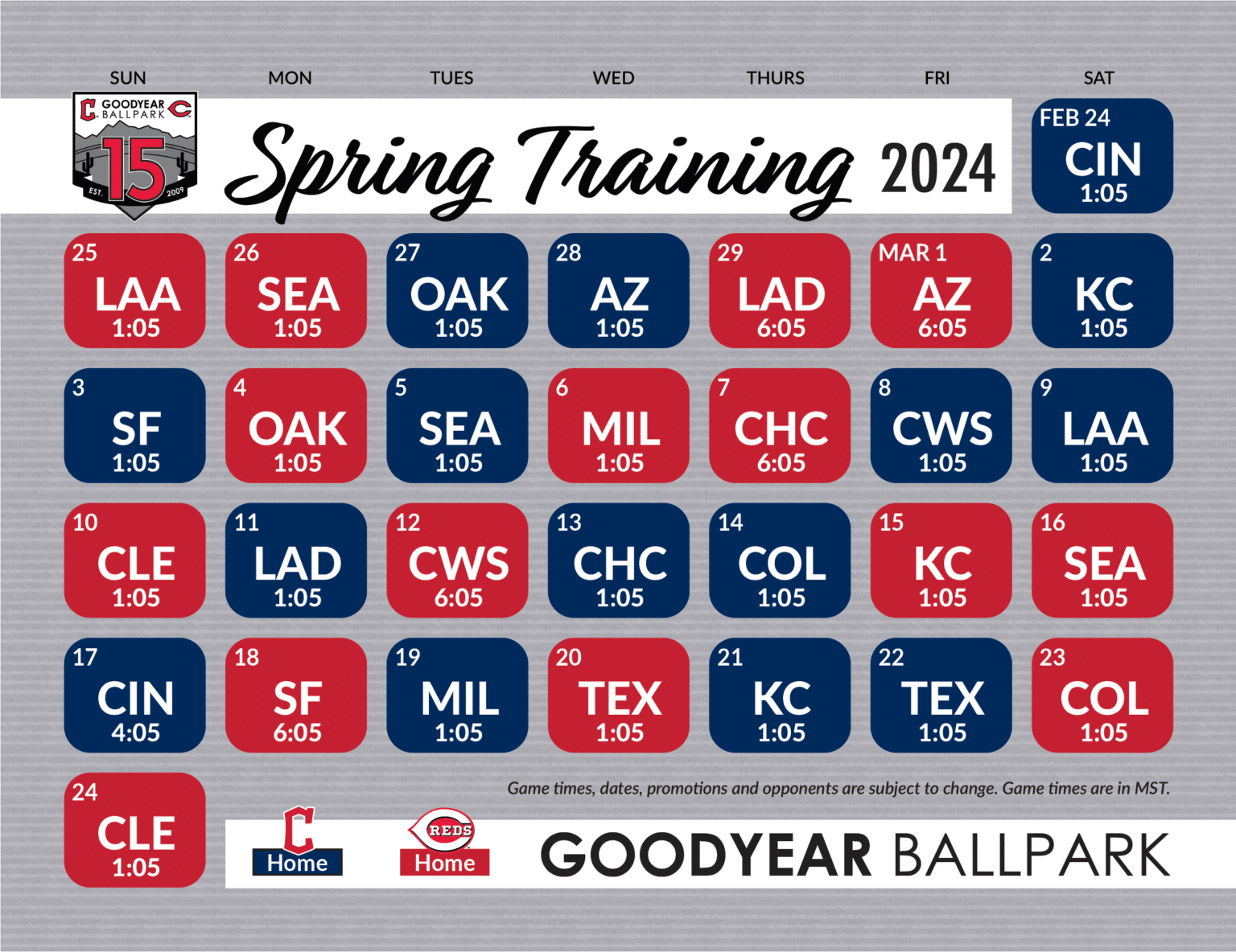 Spring Training Schedule And Promotions - Goodyear Ballpark