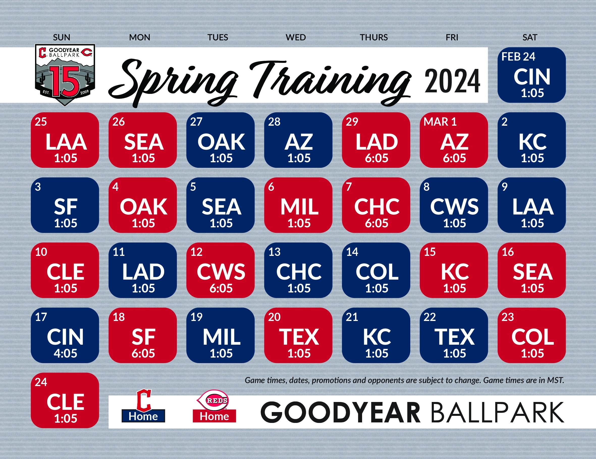 2024 Spring Training Schedule Released Goodyear Ballpark   2024 Final Schedule 